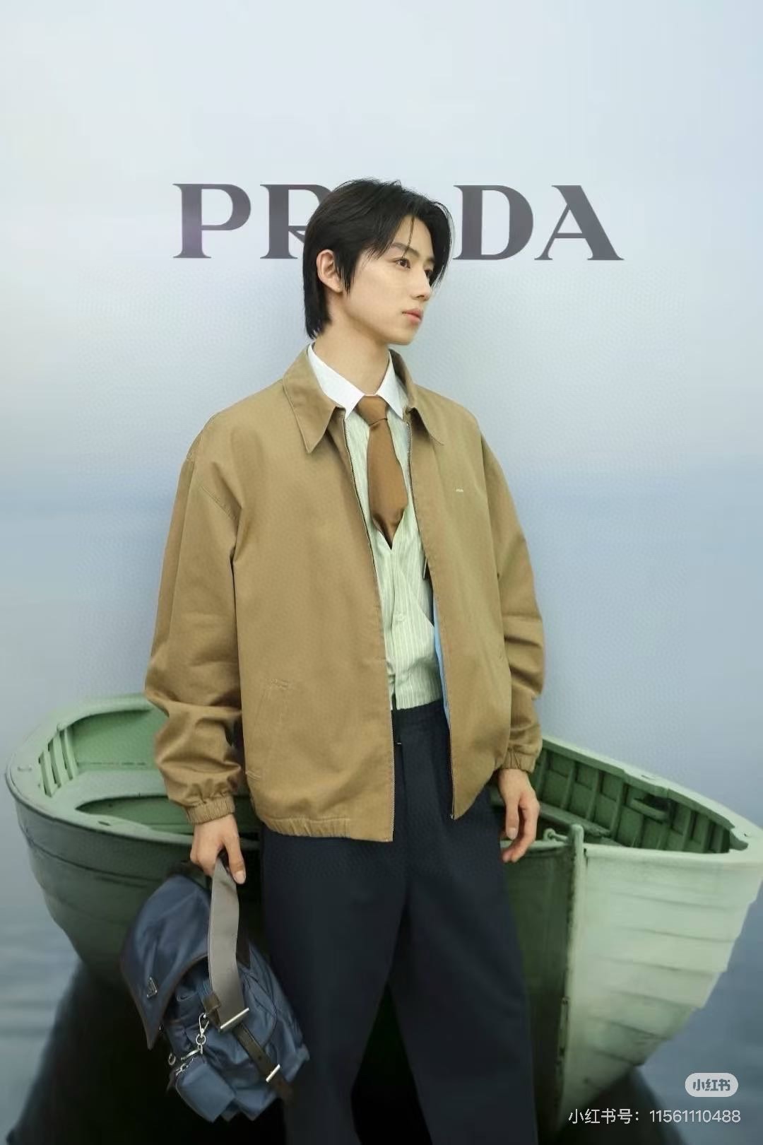 #Prada/普拉达 25Fw 小标拼色夹克外套上身效果
