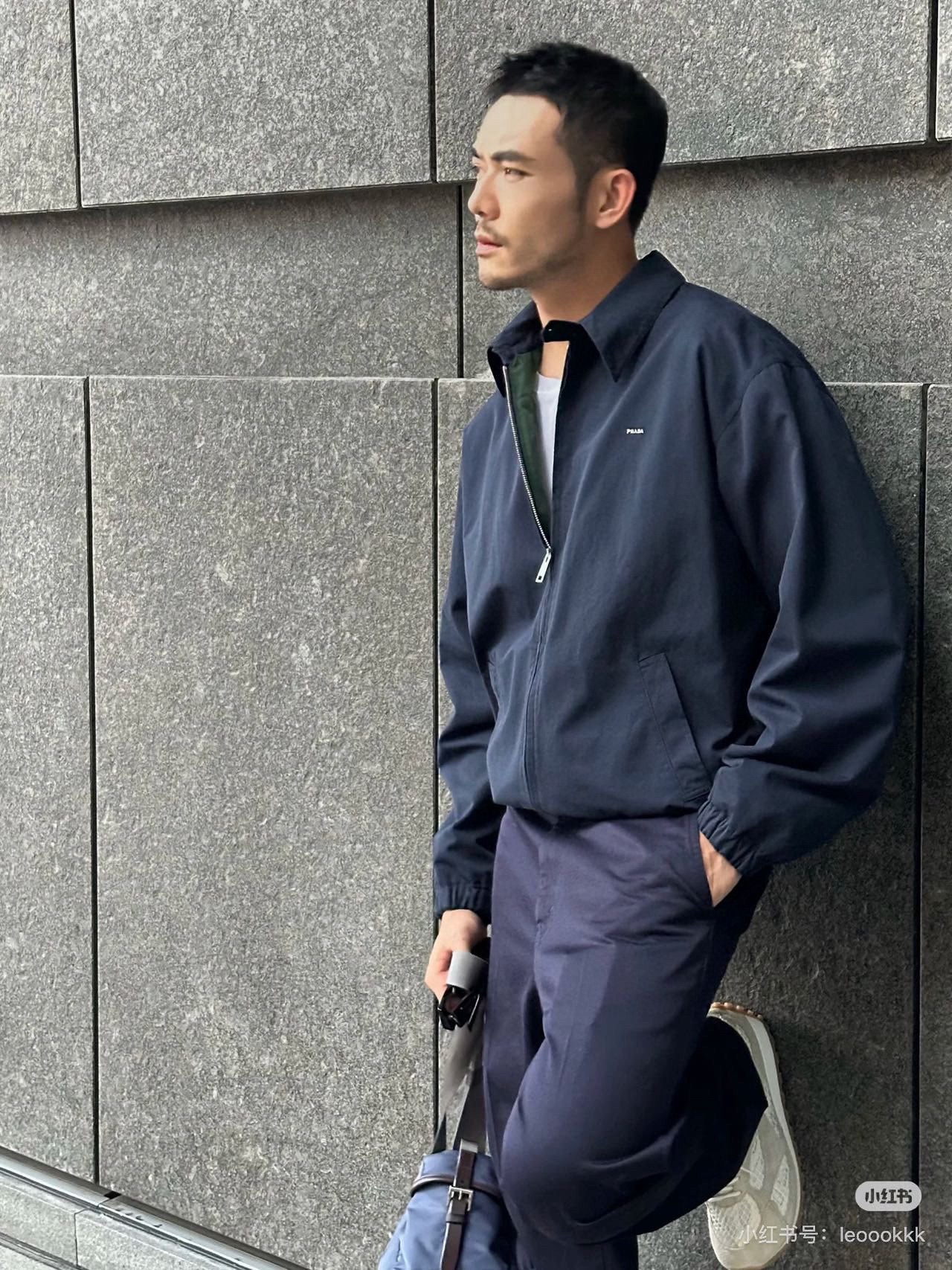 #Prada/普拉达 25Fw 小标拼色夹克外套上身效果