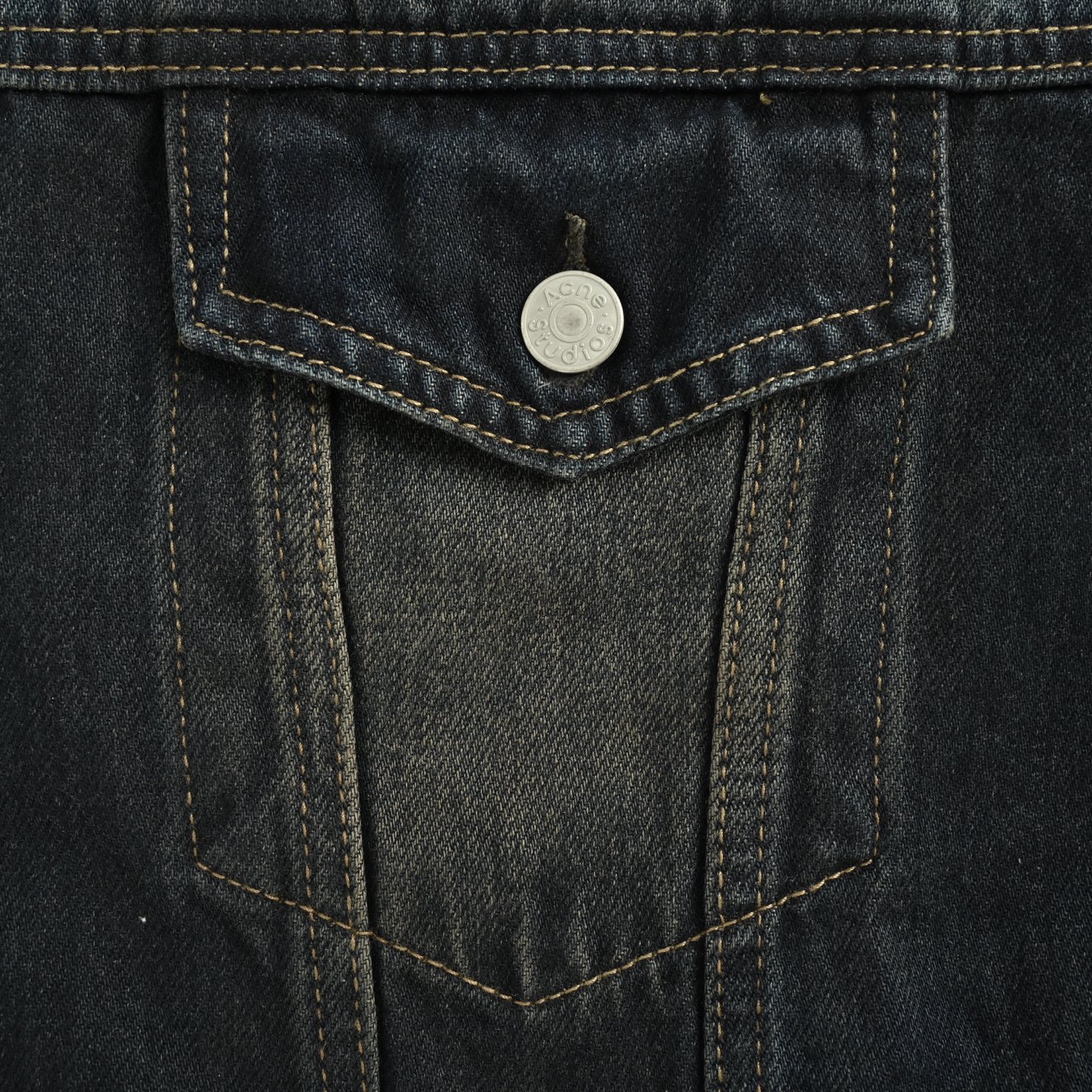 Acne Studios 25Fw 刺绣字母徽标皮领水洗牛仔外套