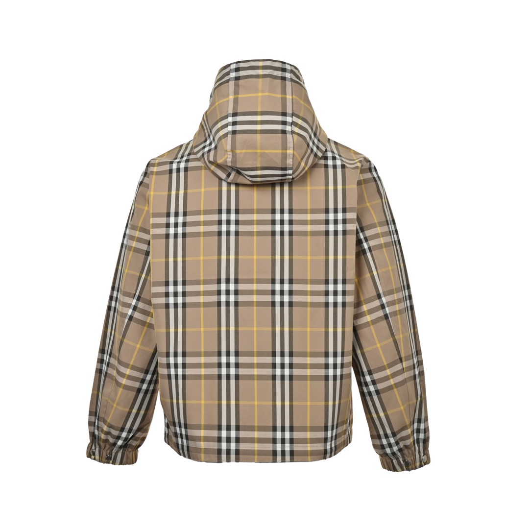 Burberry/巴宝莉 经典格纹双面穿连帽夹克外套卡其 灰色