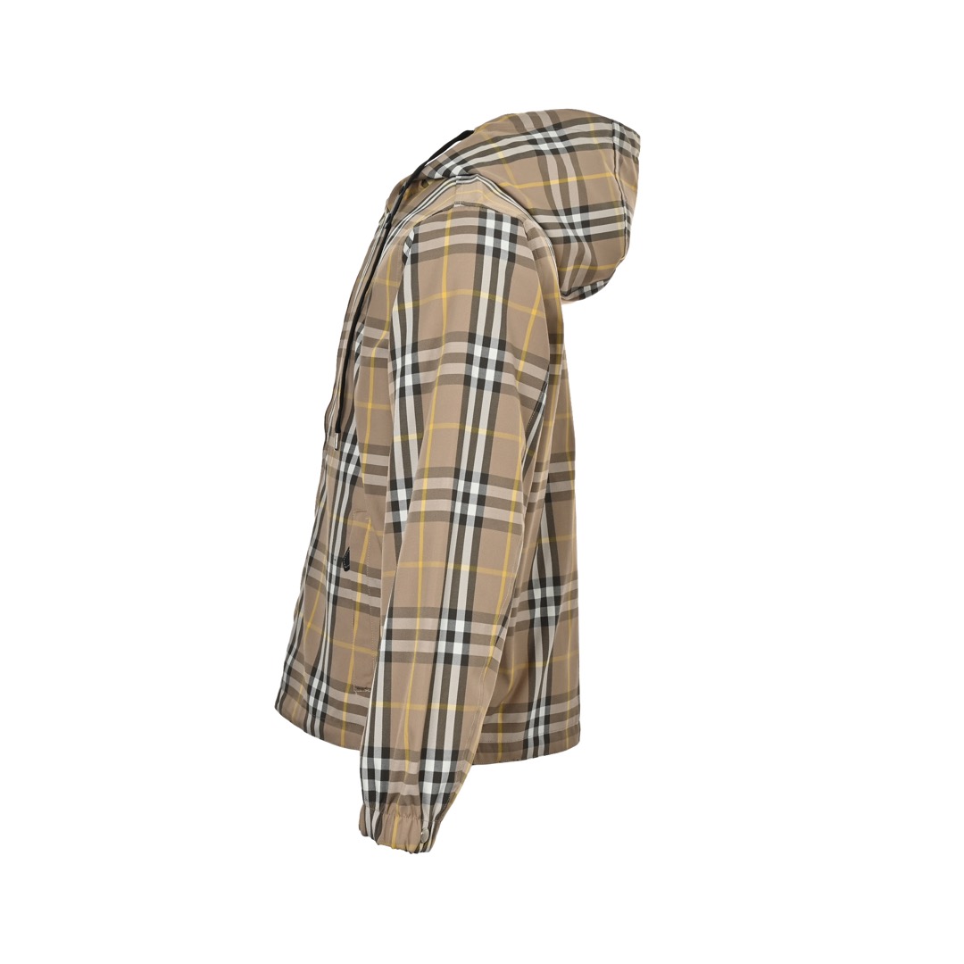 Burberry/巴宝莉 经典格纹双面穿连帽夹克外套卡其 灰色