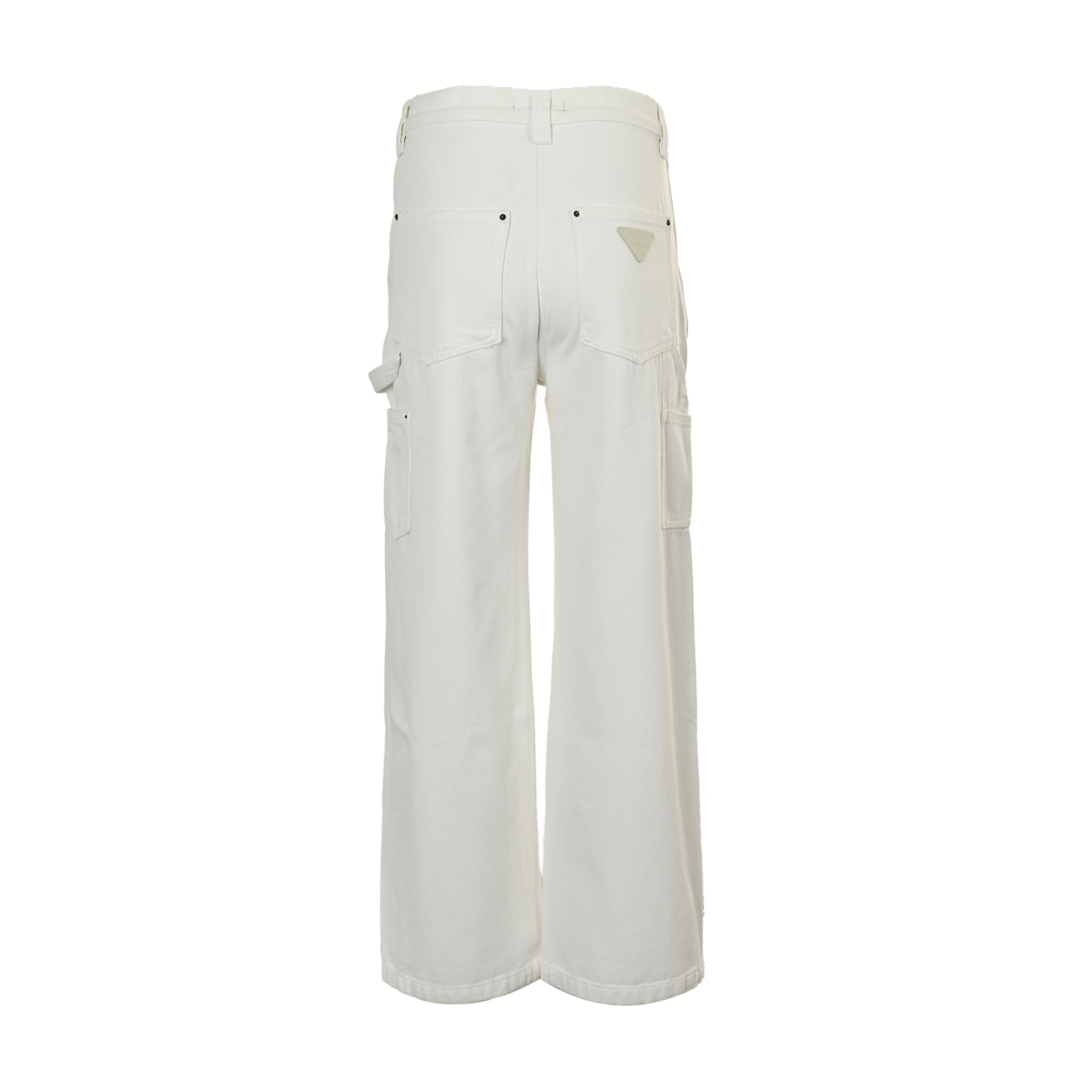 Prada/普拉达 25ss 三角皮牌伐木工装牛仔裤 真牛皮三角标牌