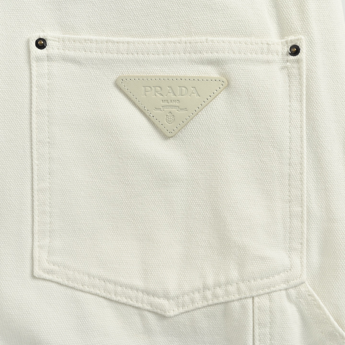 Prada/普拉达 25ss 三角皮牌伐木工装牛仔裤 真牛皮三角标牌