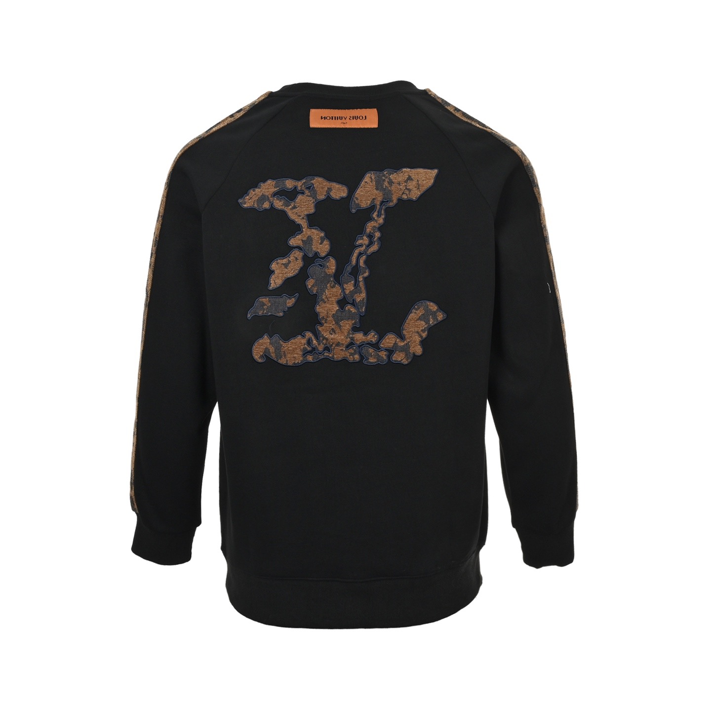 Louis Vuitton/路易威登 25Fw 织锦云朵贴布刺绣拼接圆领卫衣 黑色 白色
