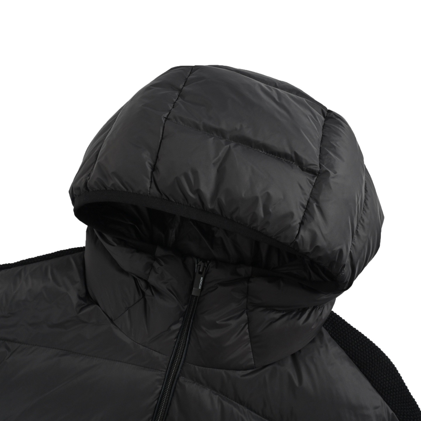 Moncler/蒙口 帽檐刺绣毛织拼接连帽羽绒服