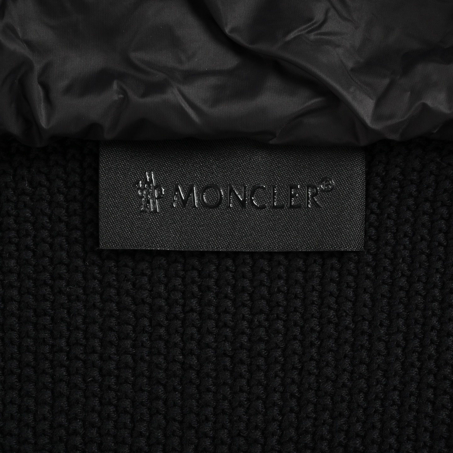Moncler/蒙口 帽檐刺绣毛织拼接连帽羽绒服