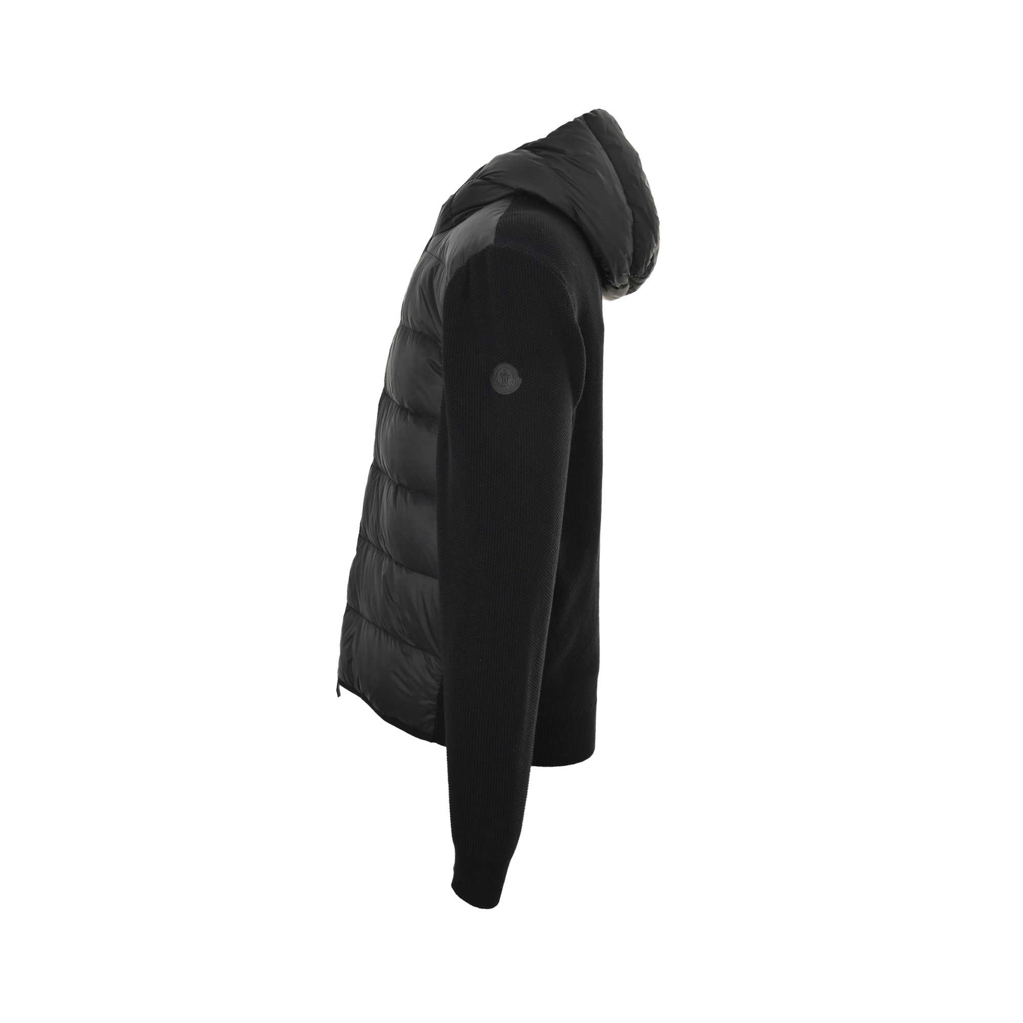 Moncler/蒙口 帽檐刺绣毛织拼接连帽羽绒服