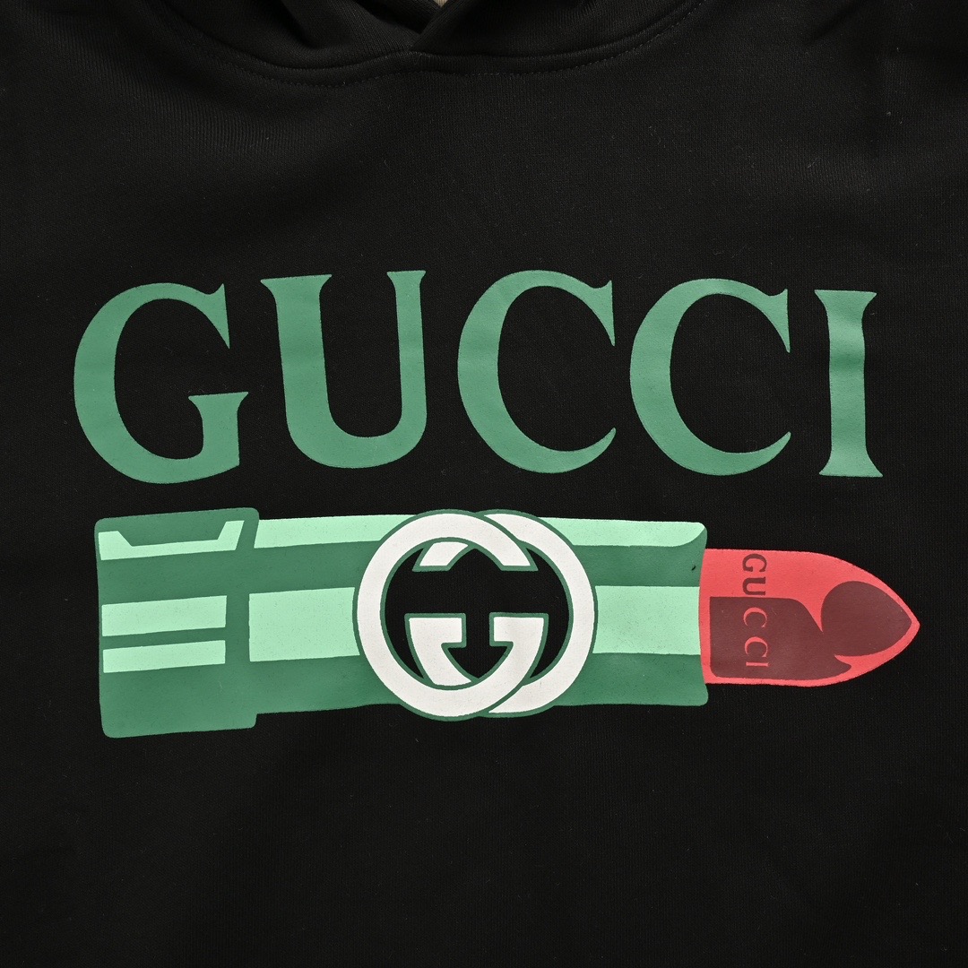 Gucci/古驰 24Fw 口红印花袖子可拆卸连帽卫衣