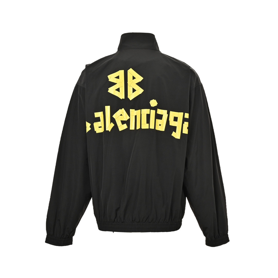 Balenciaga/巴黎世家 24Fw 美纹纸黑黄胶带冲锋衣夹克外套