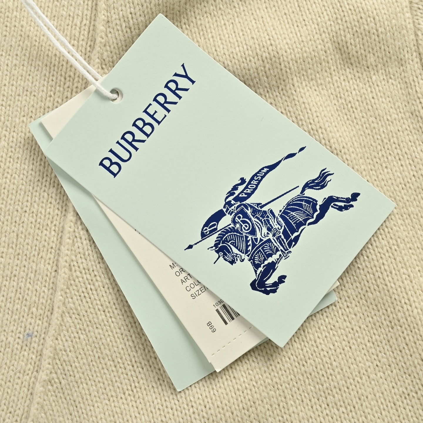 Burberry/巴宝莉 格纹战马贴布开衫毛衣
