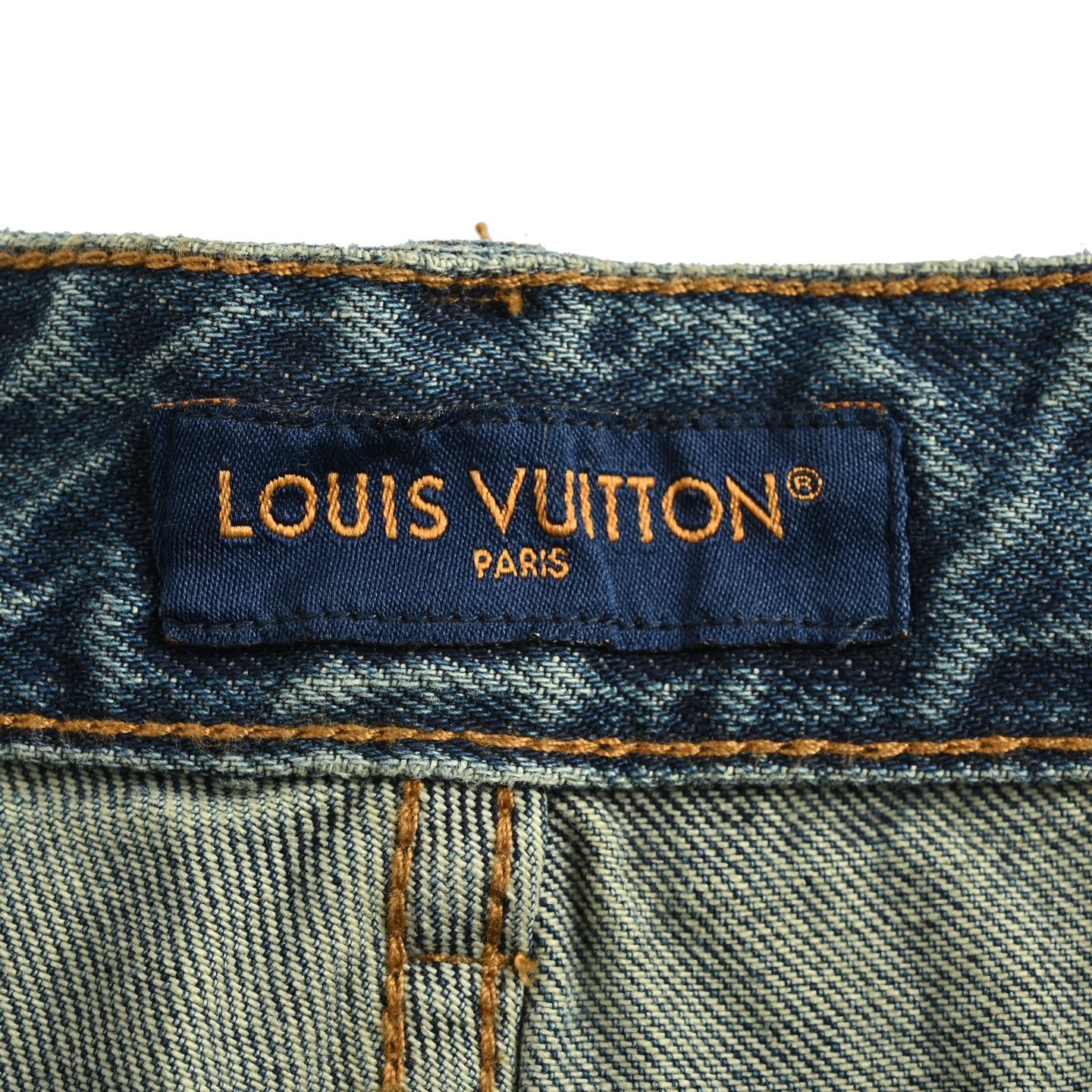Louis Vuitton/路易威登 24Fw 珐琅纽扣水洗磨破工装牛仔裤