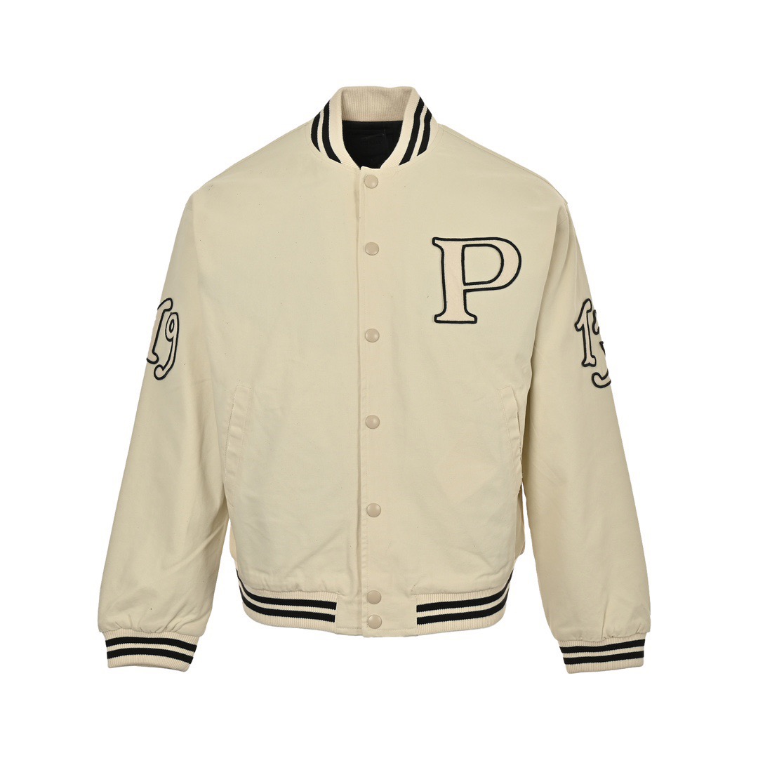 Prada/普拉达 24Fw 胸前P字母贴布勋章棒球服外套