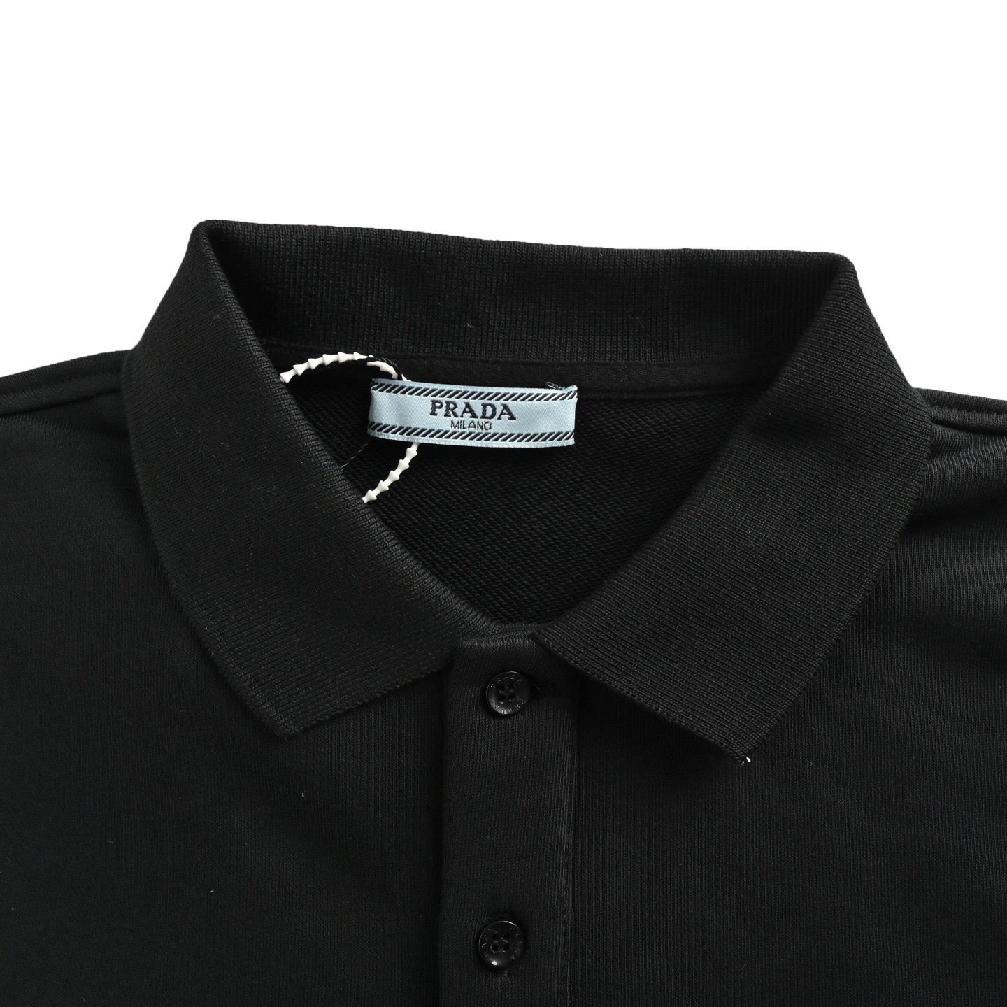 Prada/普拉达 25Fw 毛巾绣logo翻领卫衣灰色/黑色