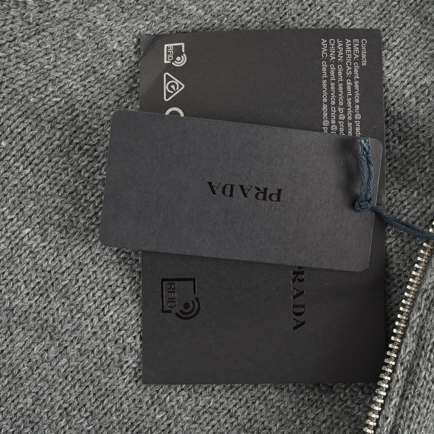 Prada/普拉达 刺绣徽标拉链毛衣开衫