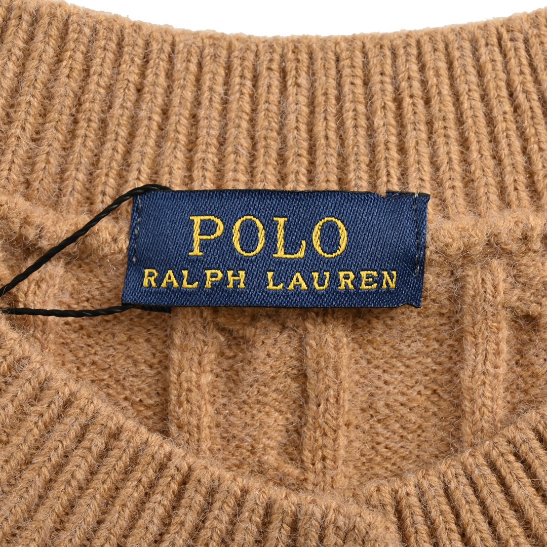Ralph Lauren/拉夫劳伦 经典女款绞花条纹圆领针织毛衣开衫 焦糖彩虹
