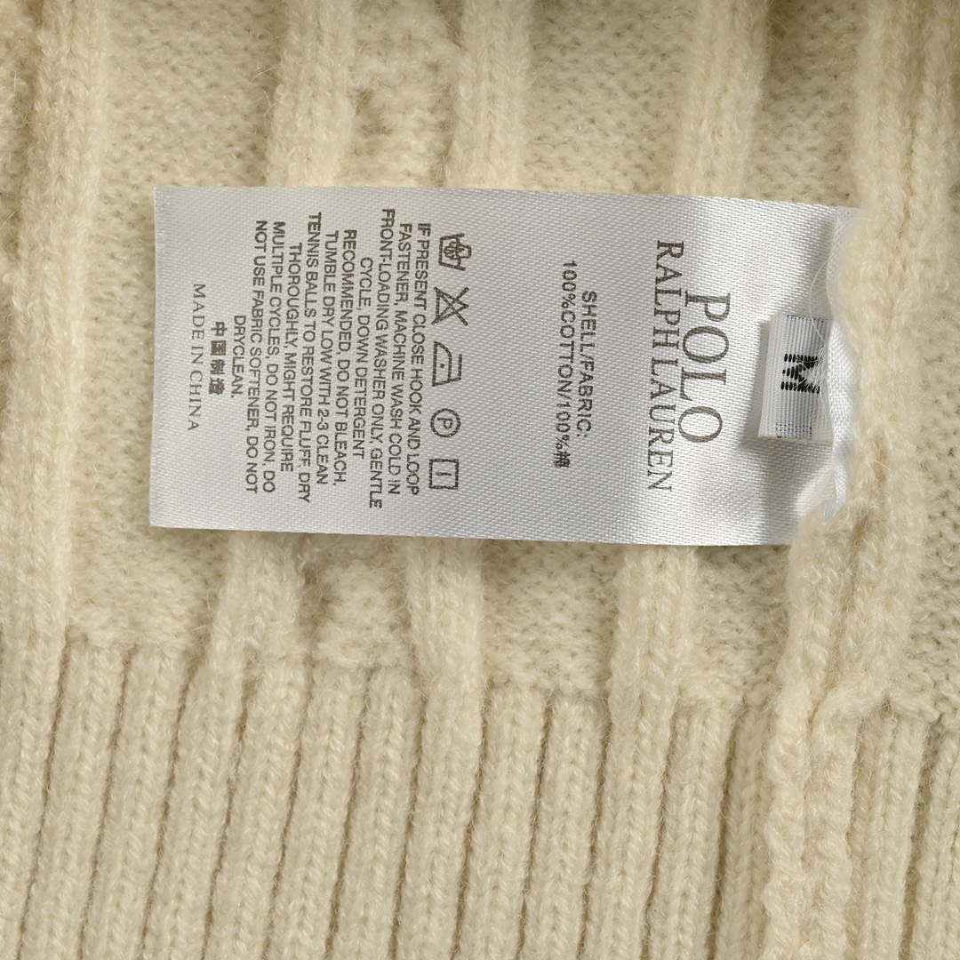 Ralph Lauren/拉夫劳伦 经典女款绞花圆领针织毛衣开衫 经典战马刺绣