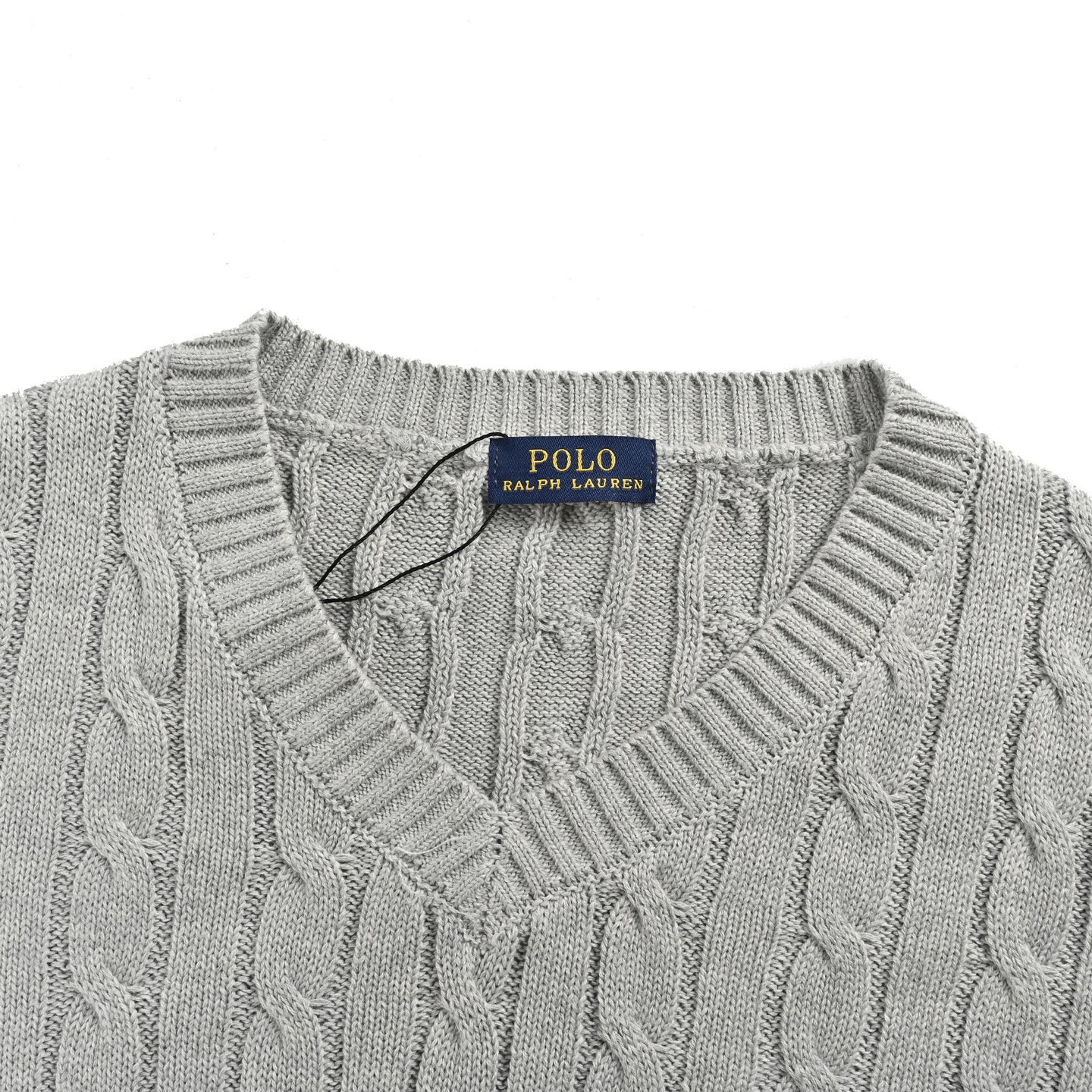 RALPH LAUREN/拉夫劳伦 24Fw 女士绞花V领毛衣 RL｜拉夫劳伦Polo经典胸前战马刺绣绞花纹麻花扭绳V领毛衣高品质