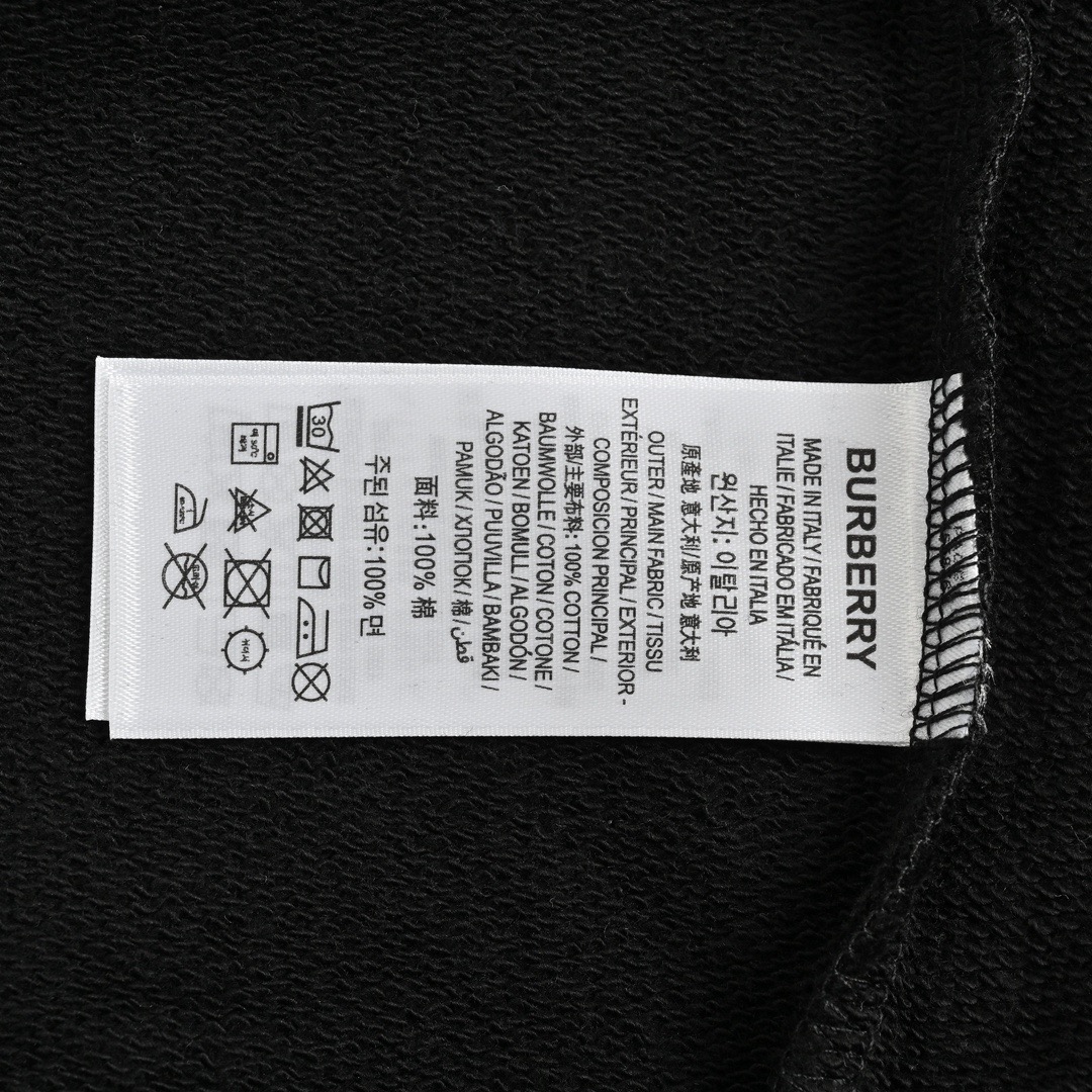 Burberry/巴宝莉 22Fw 标签贴布连帽卫衣 定制420克双纱紧密全棉卫衣面料