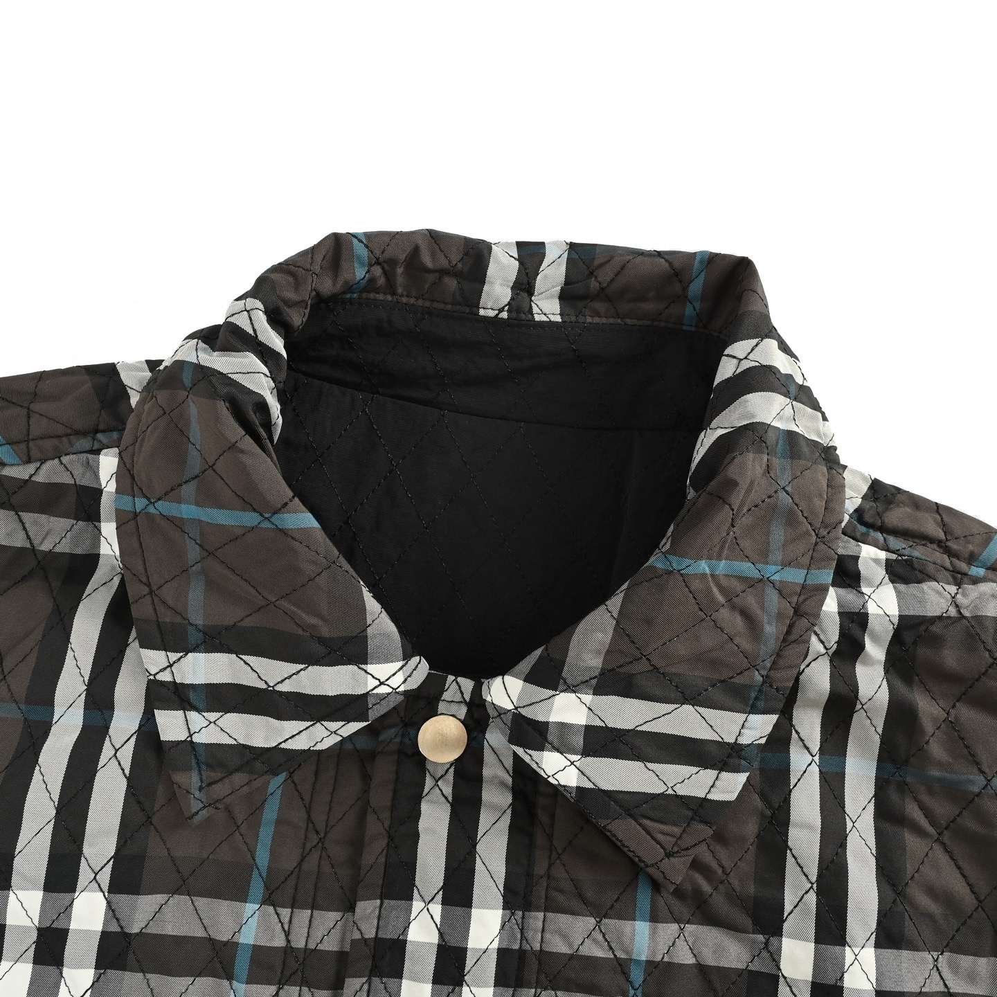 Burberry/巴宝莉 25Fw 格纹双面穿夹棉外套 复古高级棉服 罗级立领拼接菱格洐缝外套