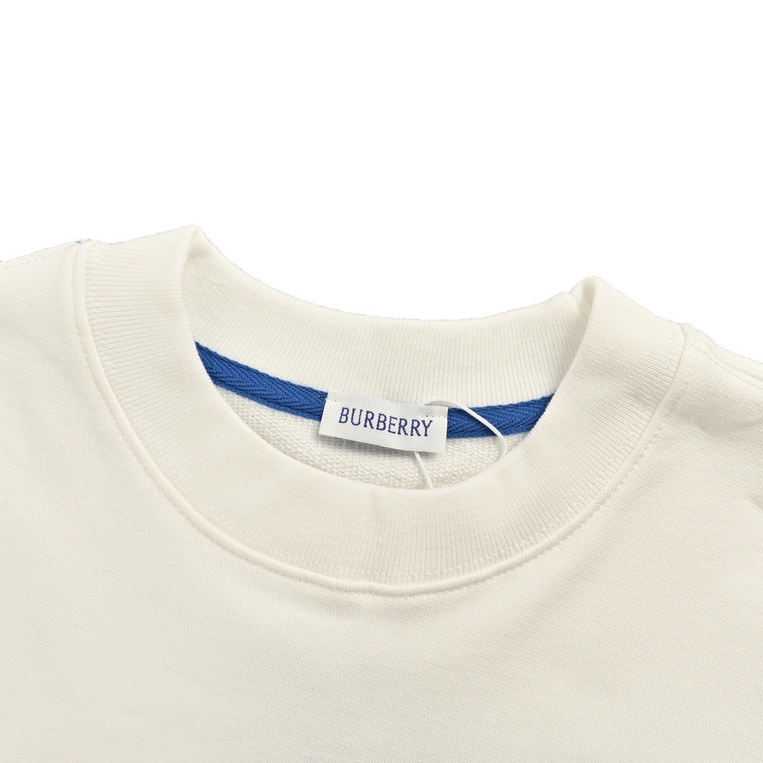 Burberry 巴宝莉 24Fw 蓝色刺绣战马小标圆领卫衣