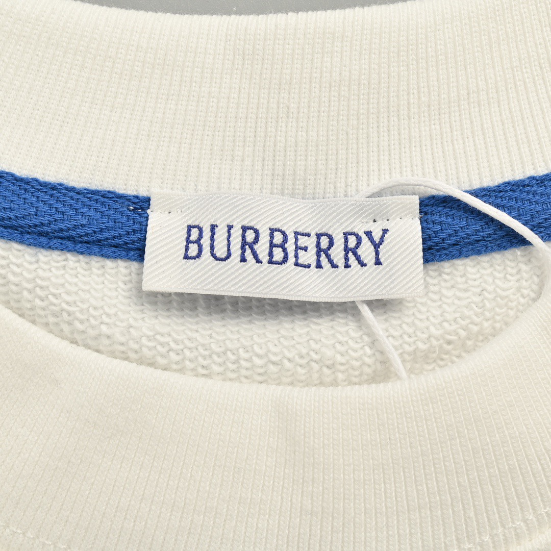 Burberry 巴宝莉 24Fw 蓝色刺绣战马小标圆领卫衣