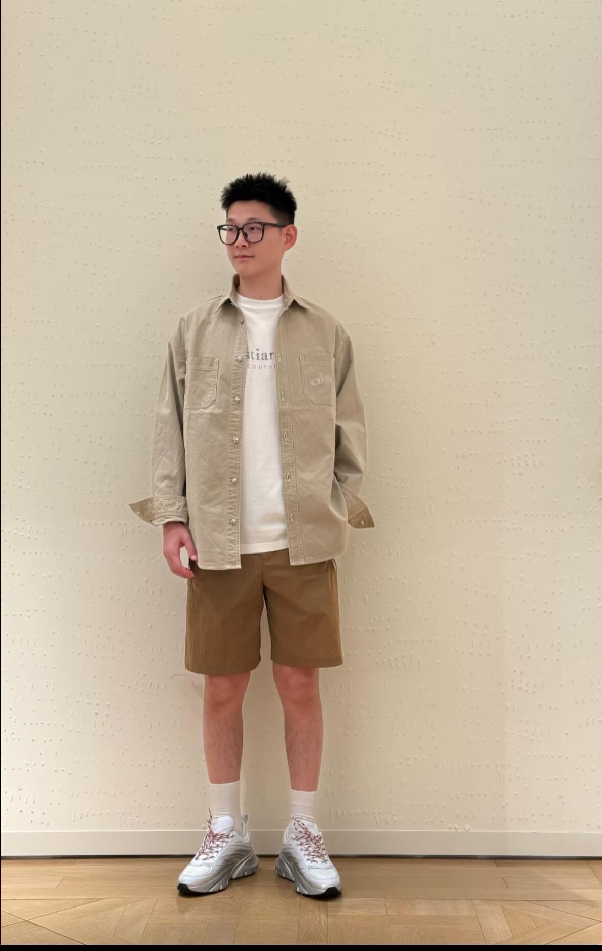 #Dior/迪奥 25Fw 联名款刺绣徽标帆布衬衫外套上身效果