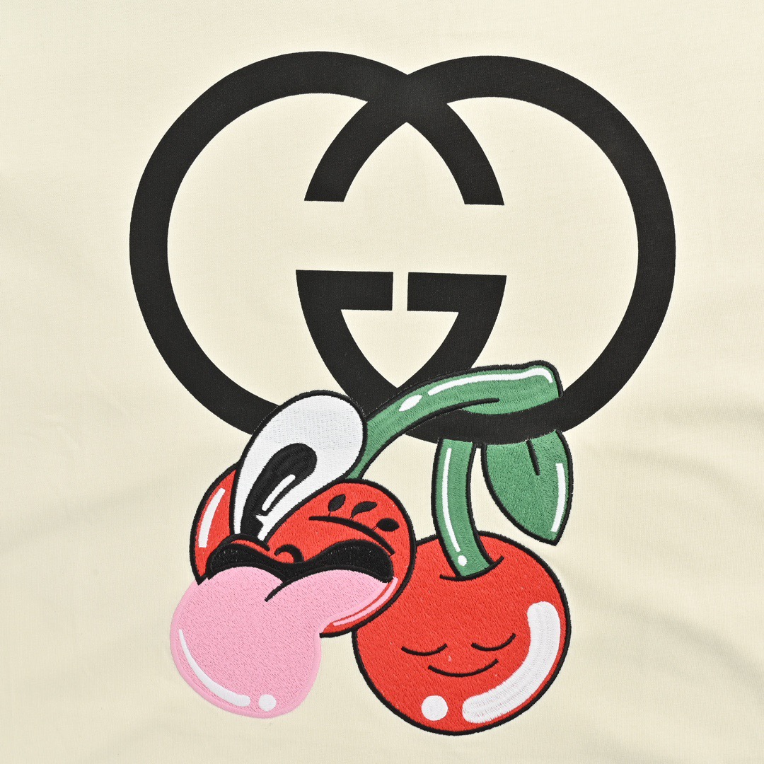 Gucci 古驰 24ss 樱桃刺绣短袖-Chinese UA Cheap High Quatity Brand Clothes Bags handbags Sneakers wholesale wholesaler seller from China Factory suppliers Fashion Clothing Shoes best Quality Beautiful Price Gucci 古驰 24ss 樱桃刺绣短袖