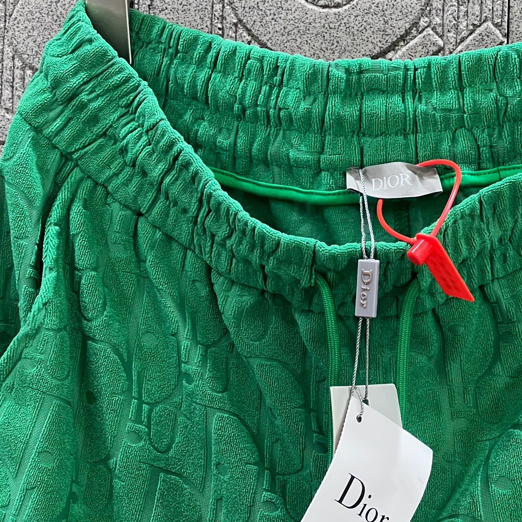 2024SS Custom Knitting Shorts with Velvet and Flower Patterns in Green - 图片 7