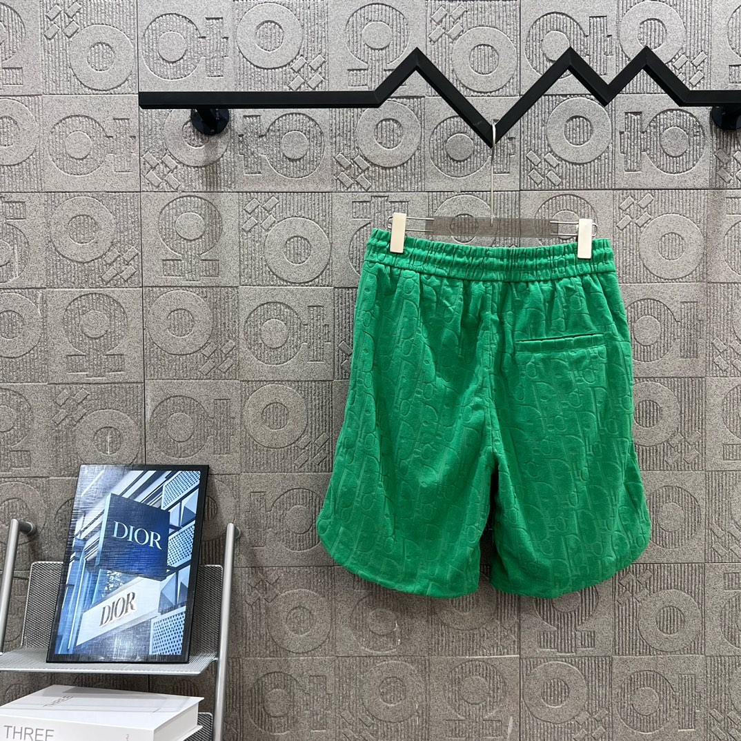 2024SS Custom Knitting Shorts with Velvet and Flower Patterns in Green - 图片 2