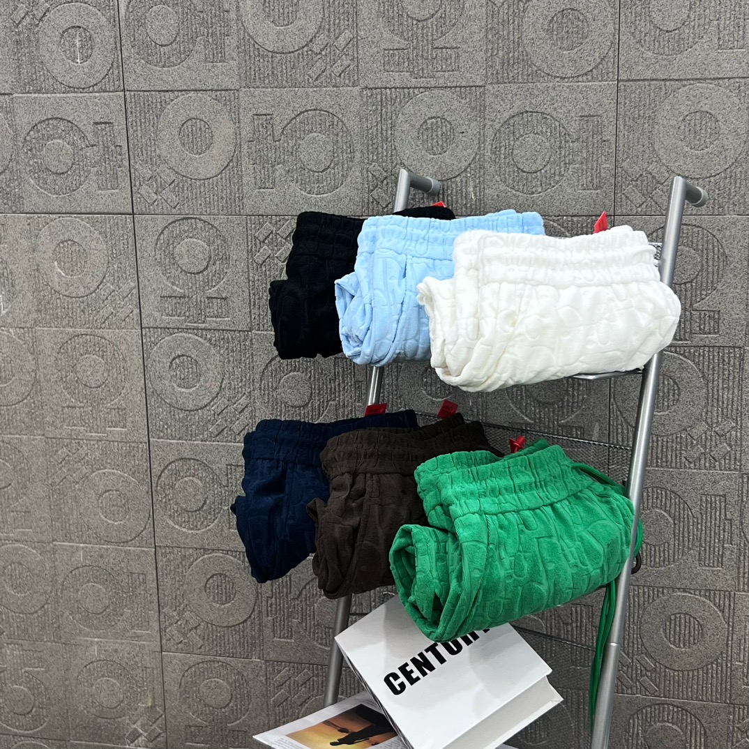 2024SS Custom Knitting Shorts with Velvet and Flower Patterns in Green - 图片 9