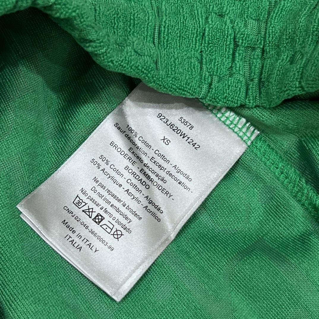 2024SS Custom Knitting Shorts with Velvet and Flower Patterns in Green - 图片 8