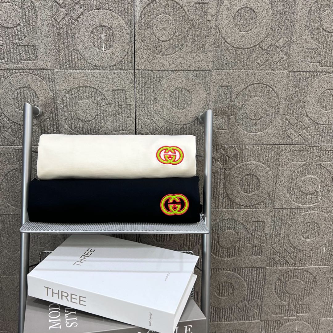 GUCCI Logo Embroidered T-Shirt – Almond, 260g Chromosome Dye, XS-L Size - 图片 9