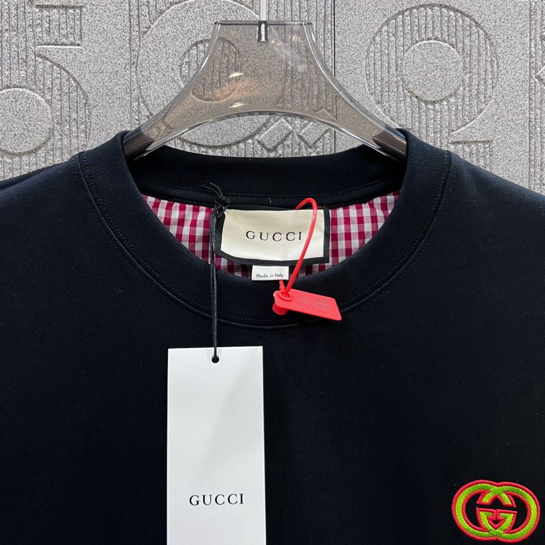 GUCCI Double-G Embroidered Plaster Short Sleeve T-shirt – 1980s Inspired Fashion - 图片 5