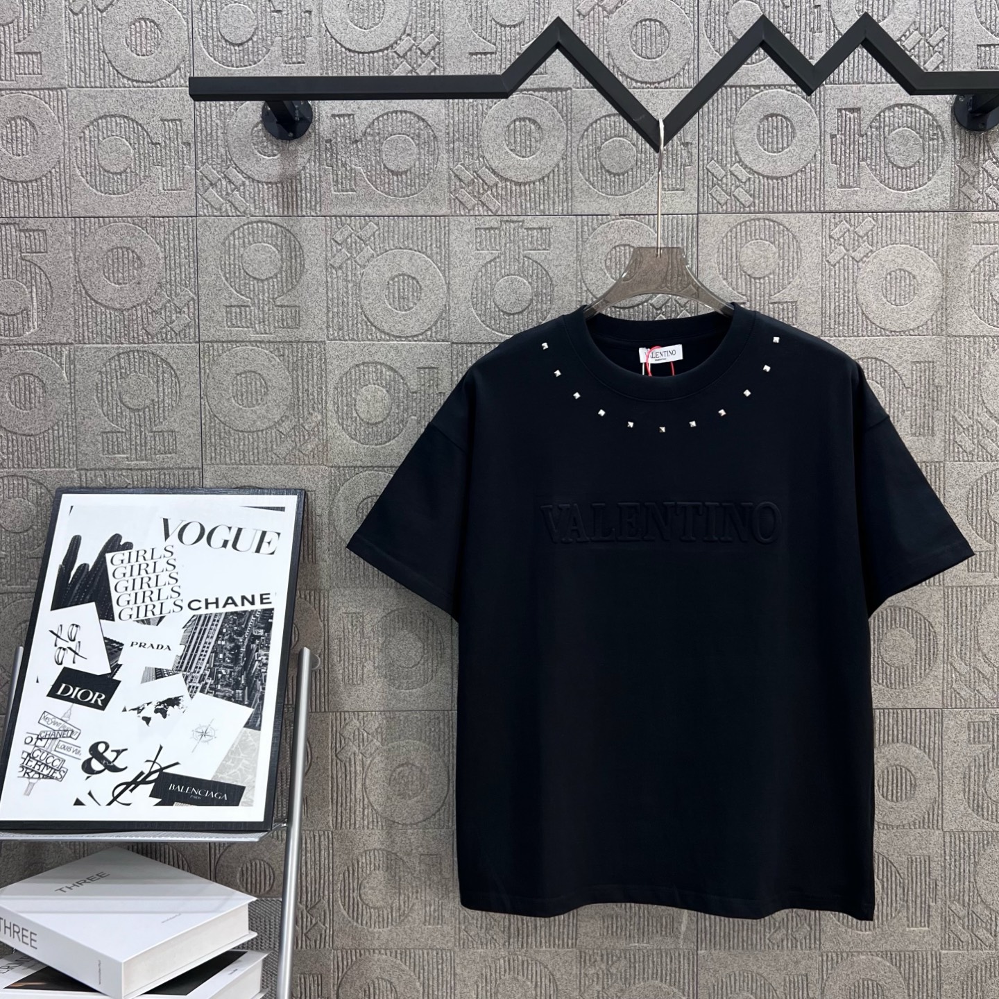 Fashion Highlights: Valentino Logo Calculator T-shirt in Chromosome Dye, Unisex Black XS-L.