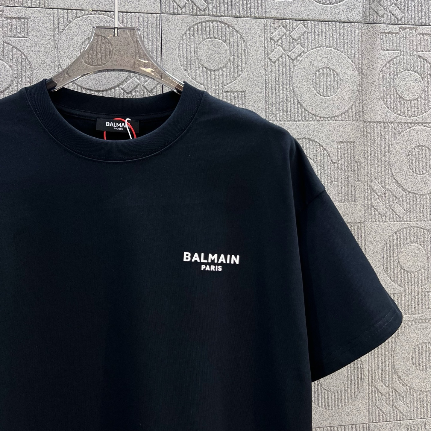 “1980s Inspired Balmain Logo T-shirt, Unisex, Black, XS-L, 260g Chromosome Dye” - 图片 7