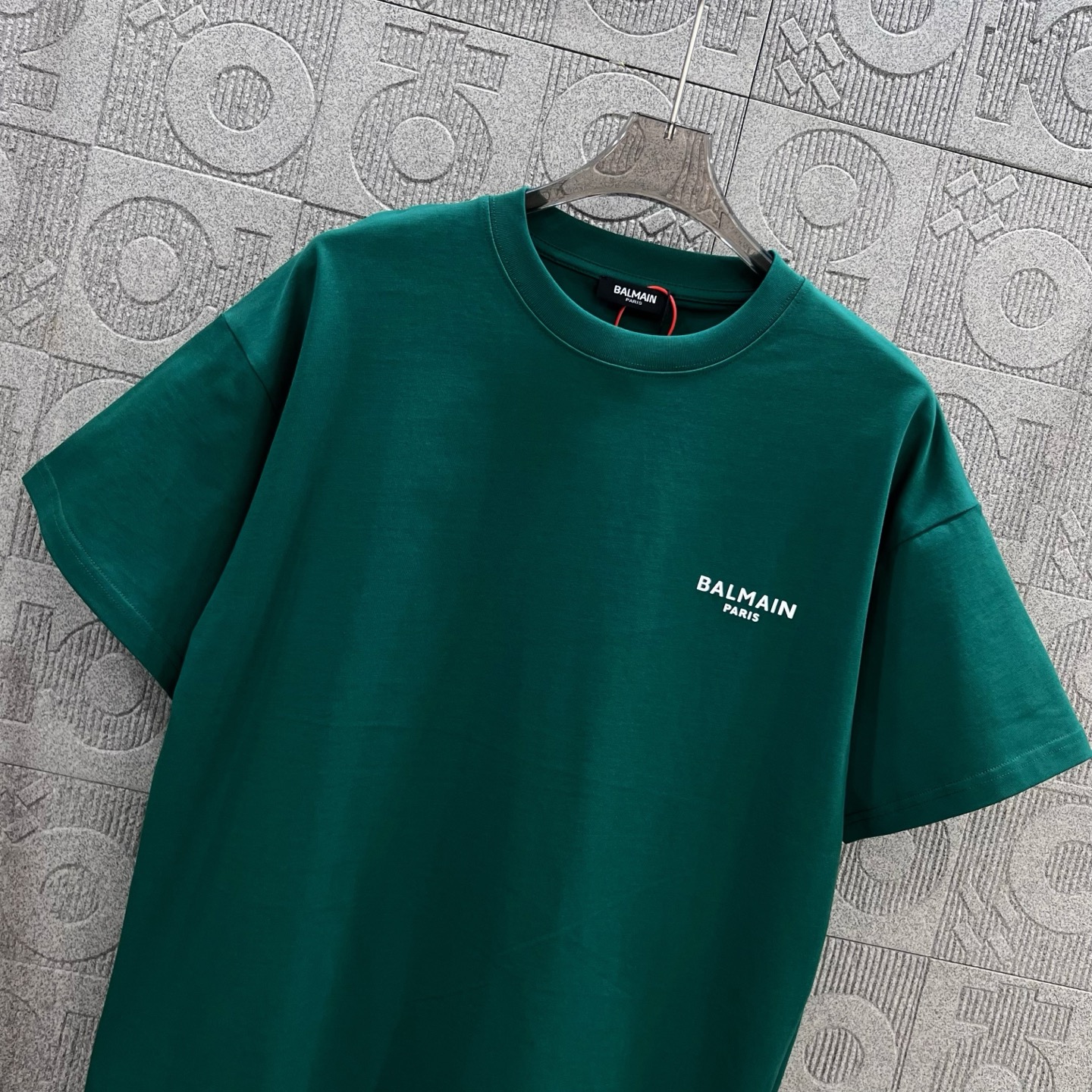 “1980s-inspired BALMAIN Logo T-shirt in Green, XS~L, 260g Chromosome Dye” - 图片 6