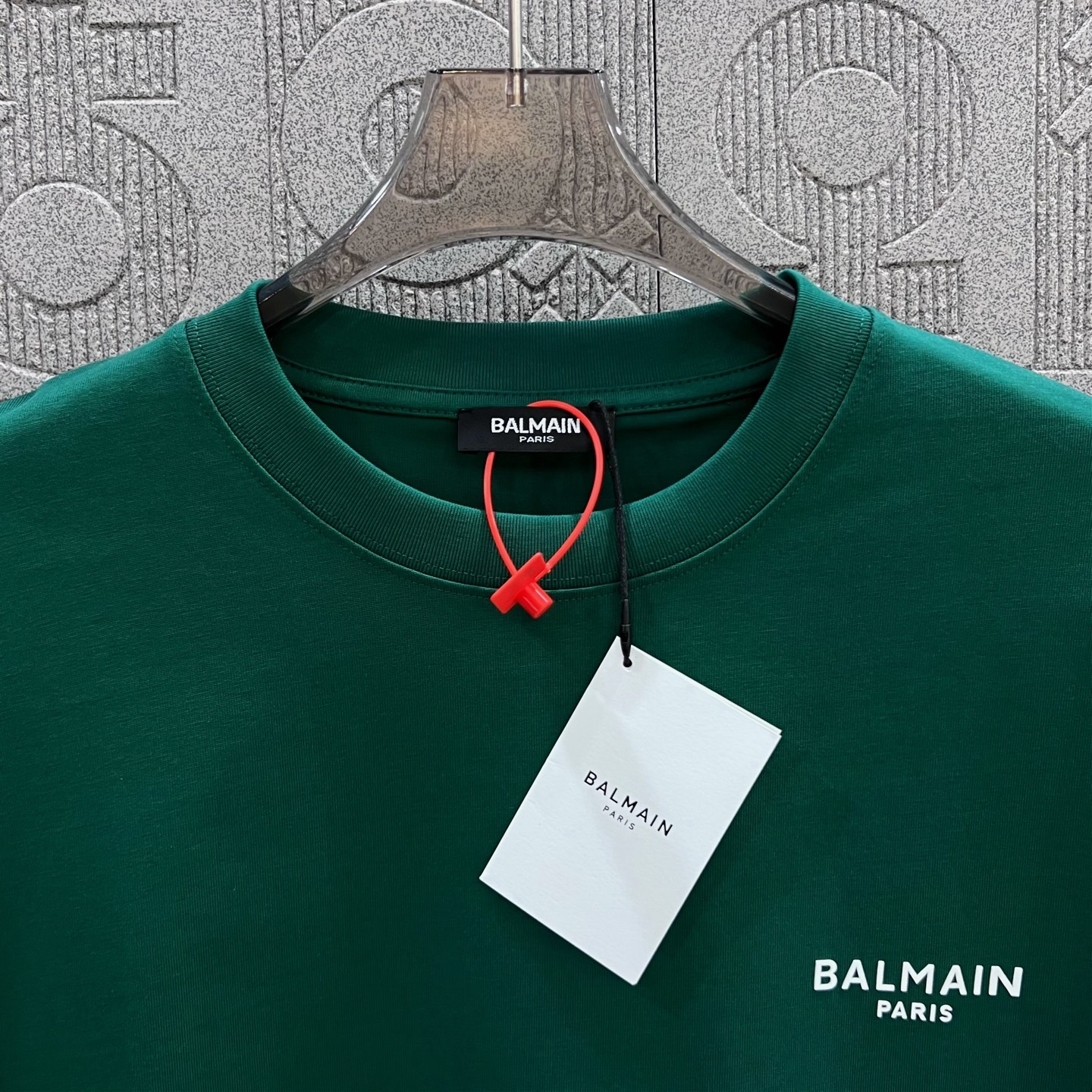 “1980s-inspired BALMAIN Logo T-shirt in Green, XS~L, 260g Chromosome Dye” - 图片 5
