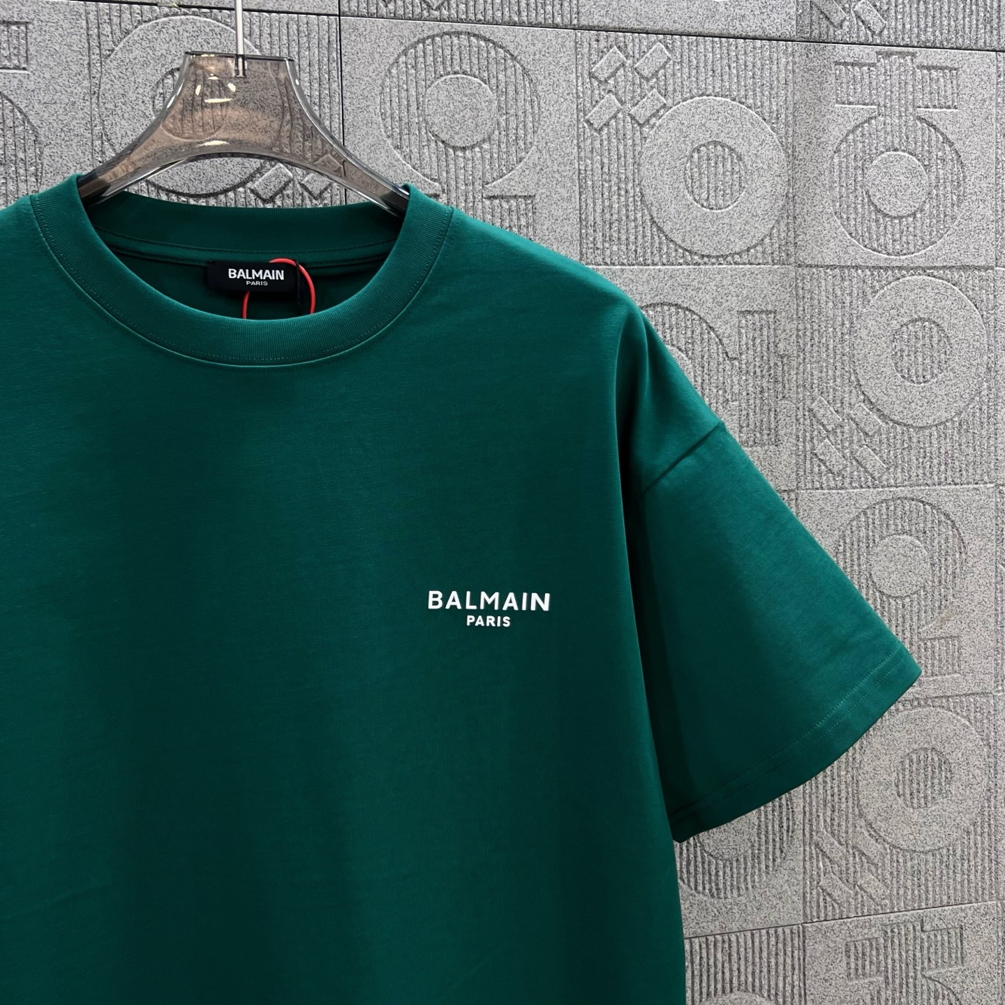 “1980s-inspired BALMAIN Logo T-shirt in Green, XS~L, 260g Chromosome Dye” - 图片 7