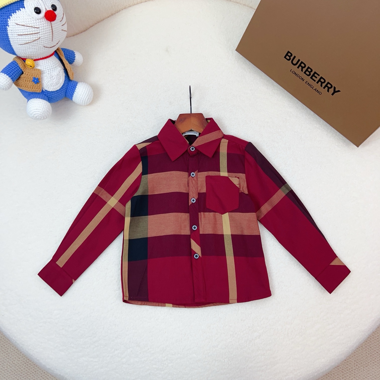 Wushao@79 Camisa a cuadros de manga larga Burberry 90-140cm. Apto para primavera y verano. Cuadros grandes para niños. …