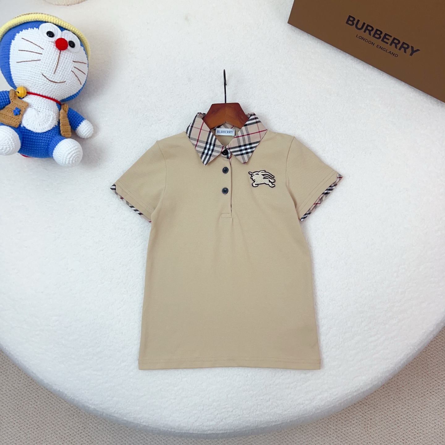 sin menos @75, Burberry 90-140cm, adecuado para primavera y verano, polo de algodón piqué con parche de tela para niños…