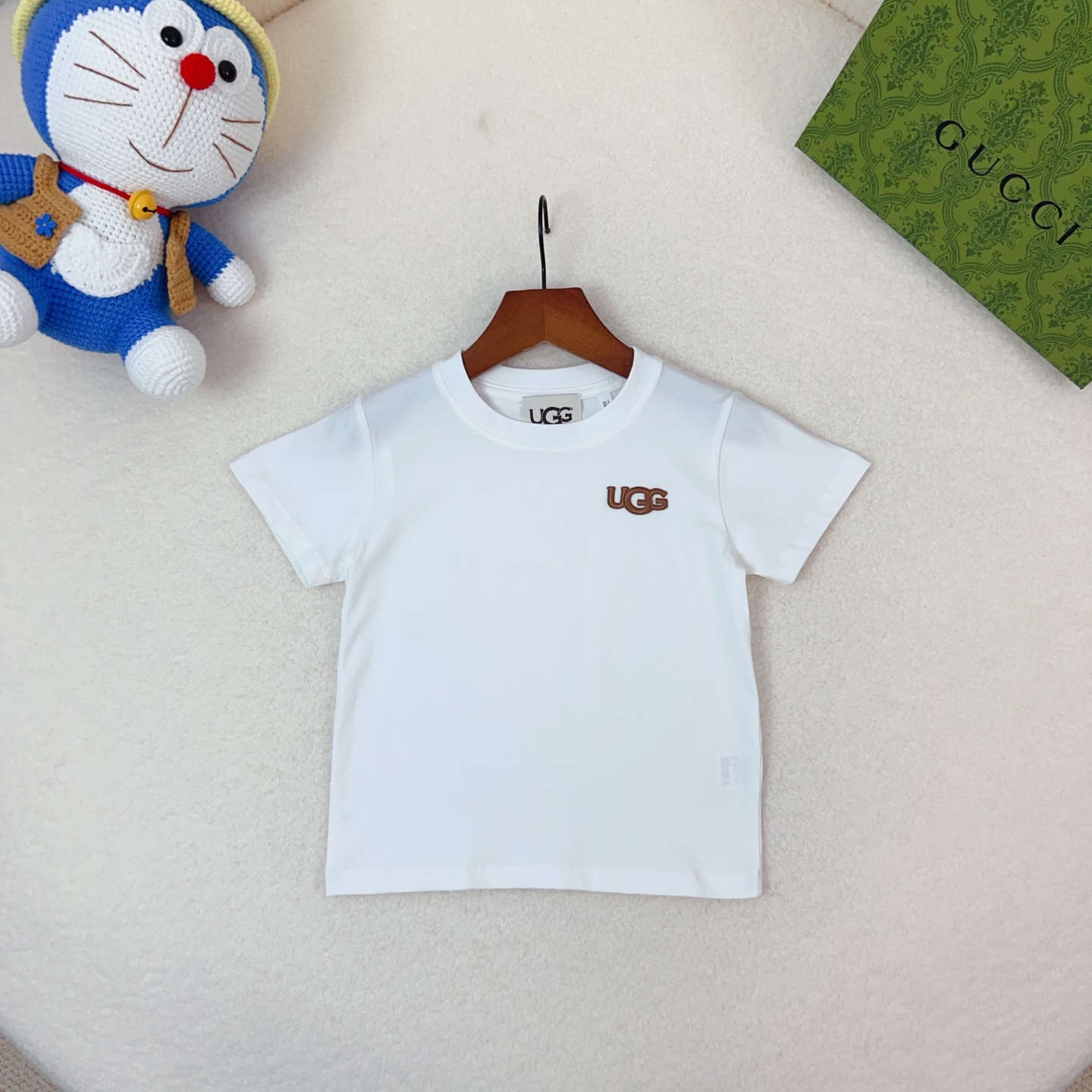 90-170㎝ Precio de compra grupal 59@无小 Parche de tela bordado UGG puro algodón cuello redondo manga corta. Color caramel…