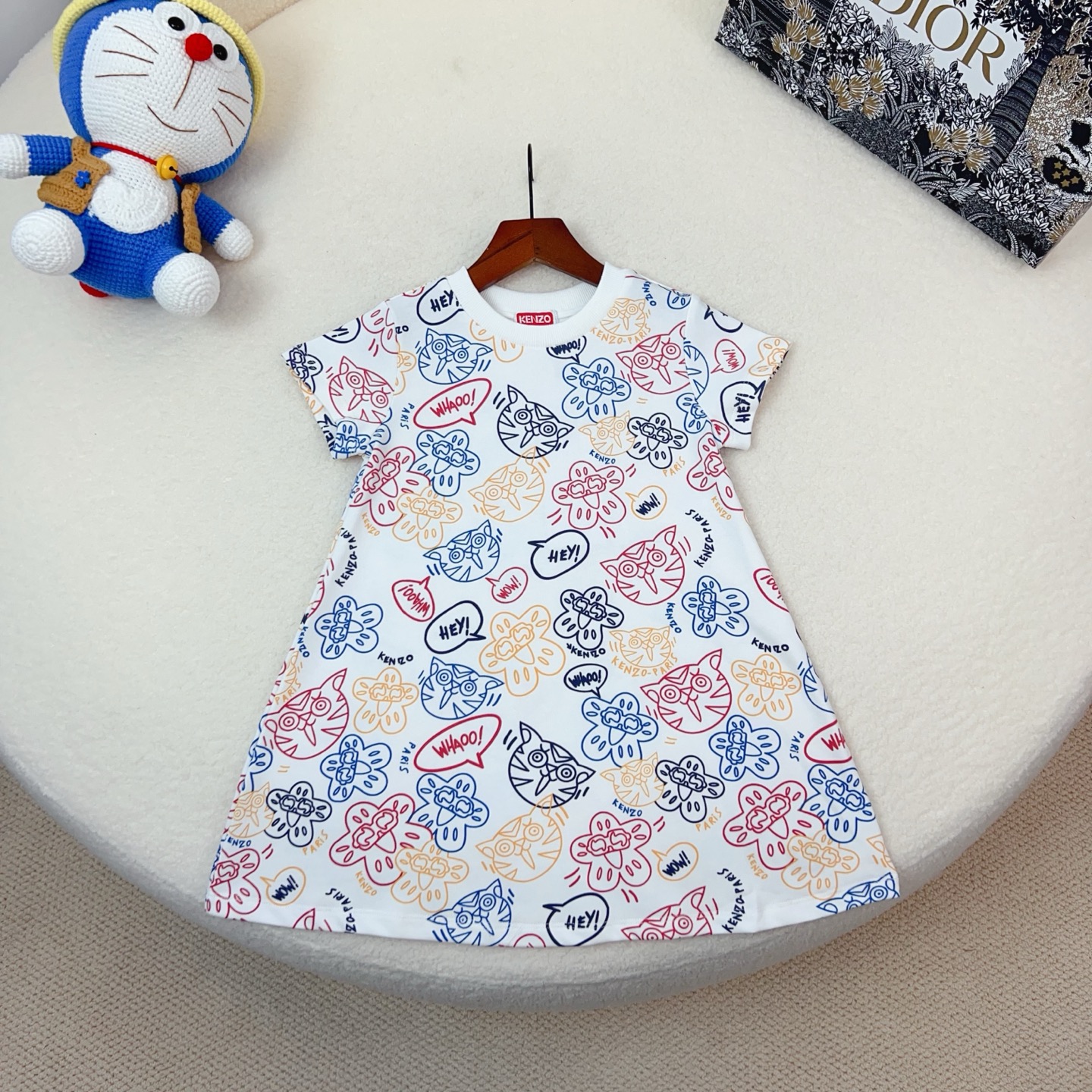 En stock. Tallas: 90-160cm @108 yuan sin descuento. Vestido de una pieza con estampado completo, silueta en A súper cóm…