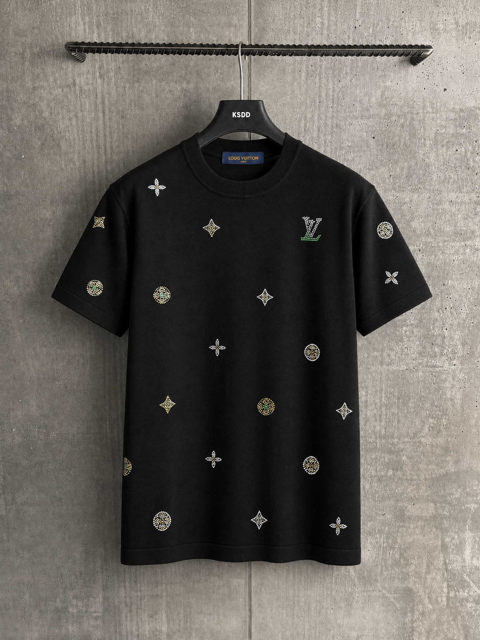 Louis Vuitton LV Flowers 花卉莱茵石烫钻短袖