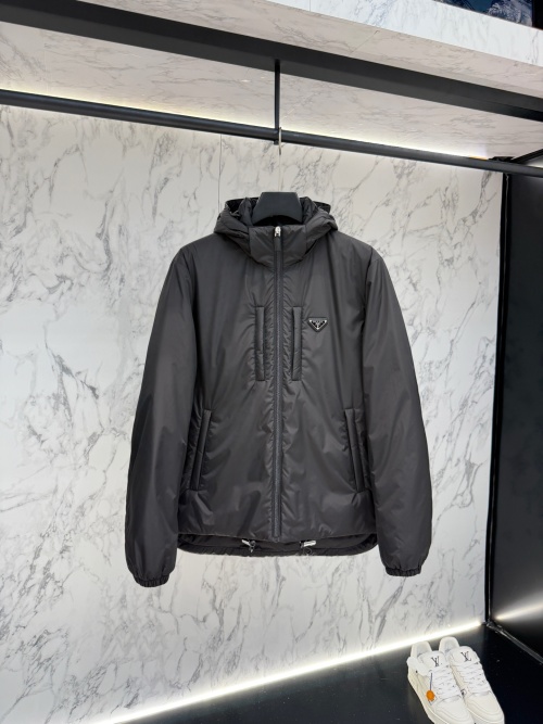 Prada Re-Nylon Down Jacket with Jacquard Logo and Metal Emblem 1 Prada Re-Nylon Down Jacket with Jacquard Logo and Metal Emblem