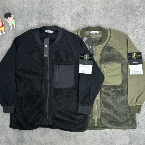 Stone Island Fleece Jacket, Warm Fleece Baseball Collar Jacket Outerwear 38 Stone Island Fleece Jacket, Warm Fleece Baseball Collar Jacket Outerwear