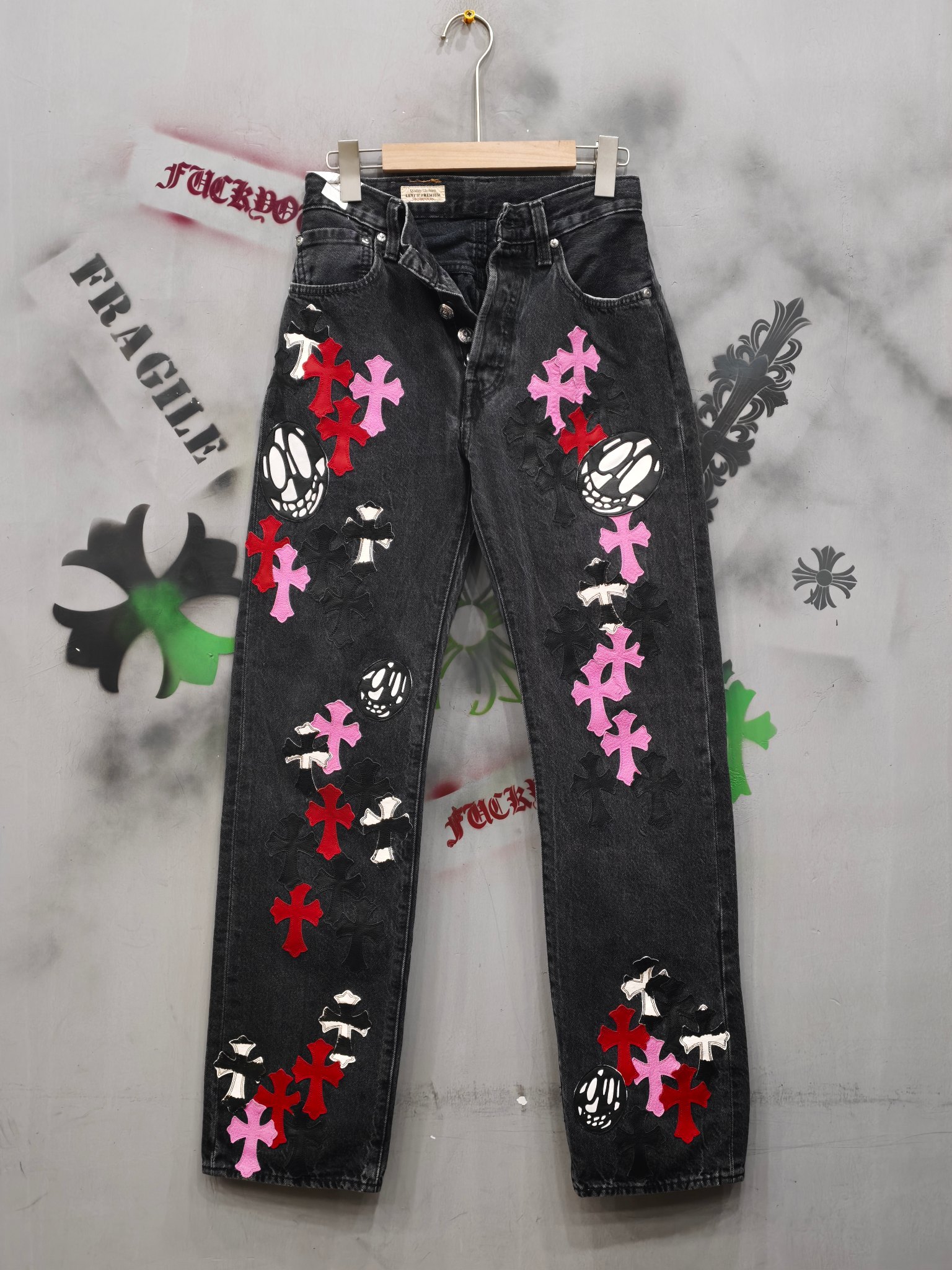 Chrome Hearts x Levi's Vintage 501 Smiley Face Multi-Color Patchwork Limited Edition Jeans