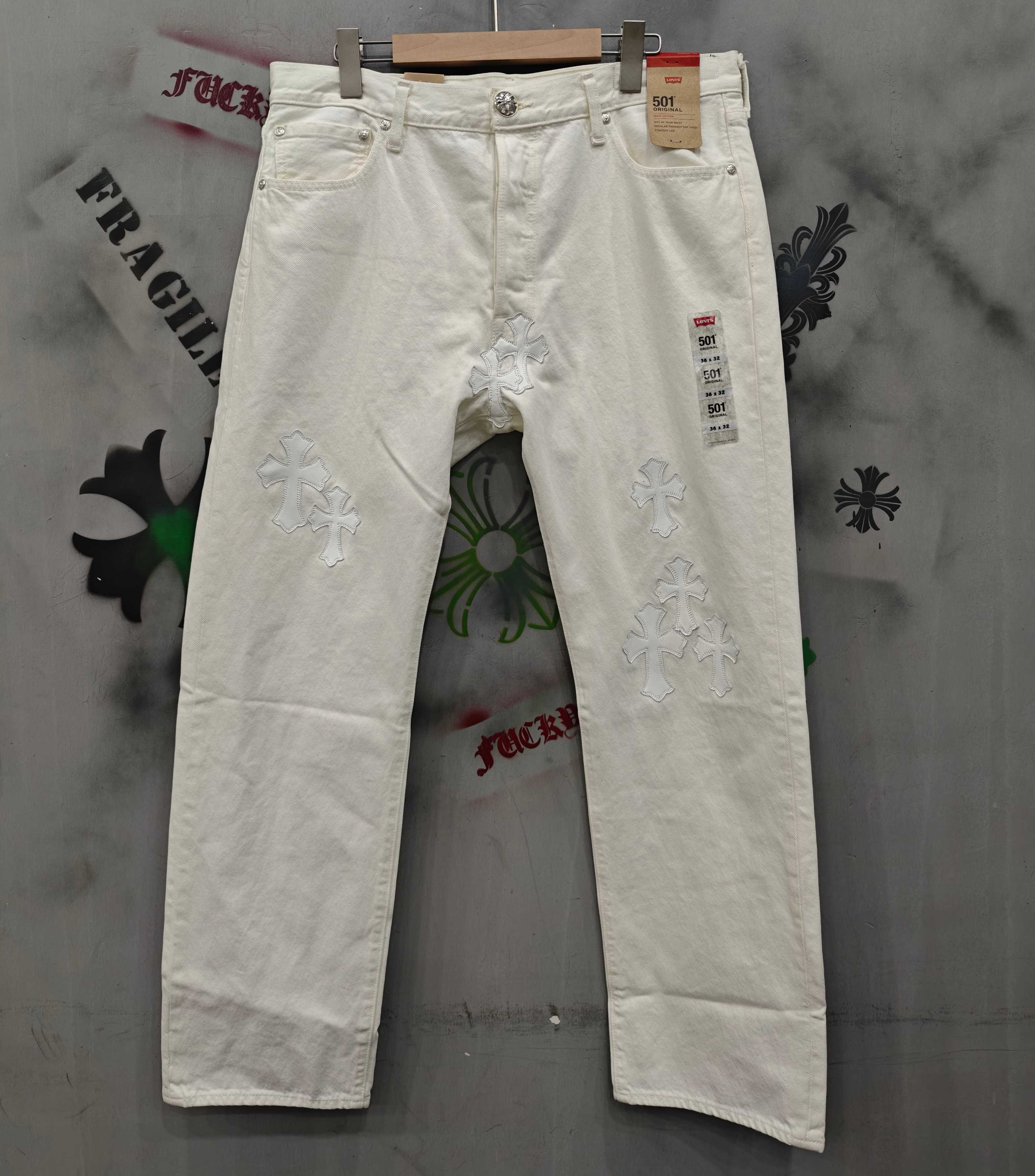 Chrome hearts x Levi's 501 vintage white patchwork limited edition cross patchwork jeans
