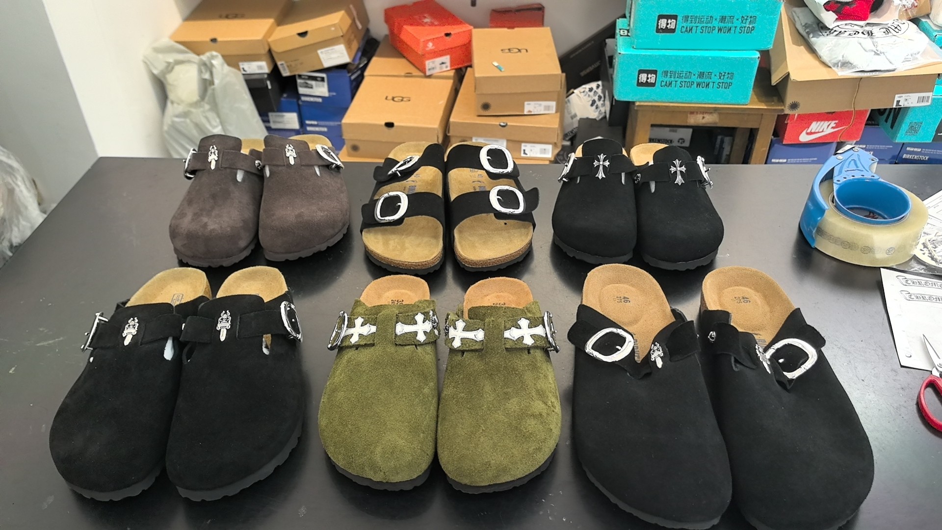 Chrome hearts×Birkenstock series half-clog sandals