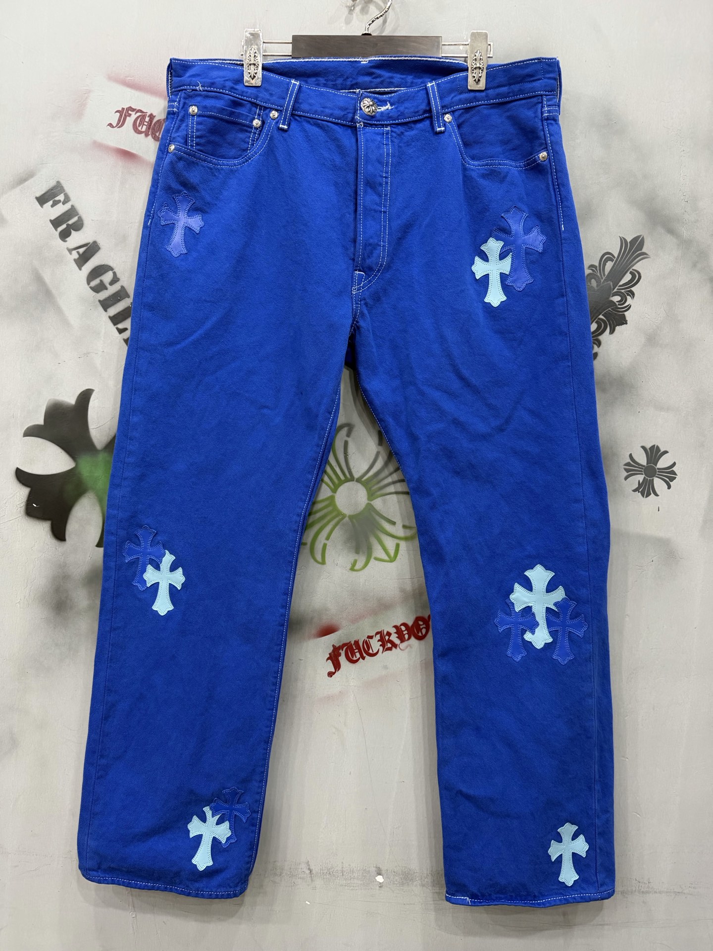 Chrome hearts x Levi's Vintage 501 custom-dyed blue limited edition jeans