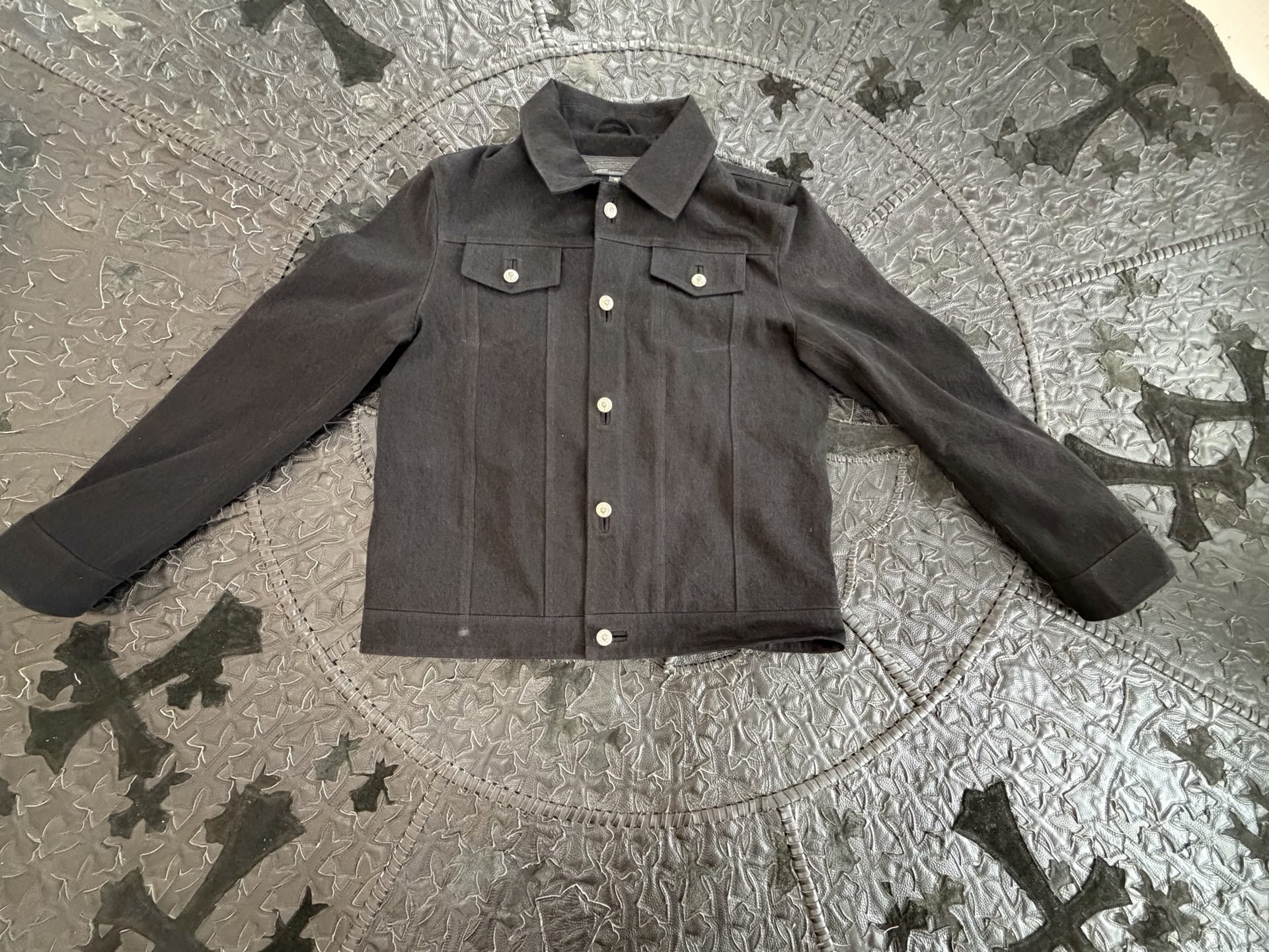 Chrome Hearts Type III Limited Edition Black Horseshoe Button Pure Cotton Denim Jacket